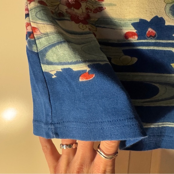 Vintage beaded Multicolor Japanese inspired Floral Crop T-shirt - fits like L - Picture 13 of 14